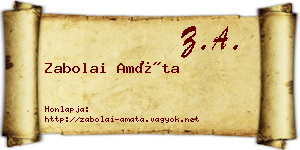 Zabolai Amáta névjegykártya